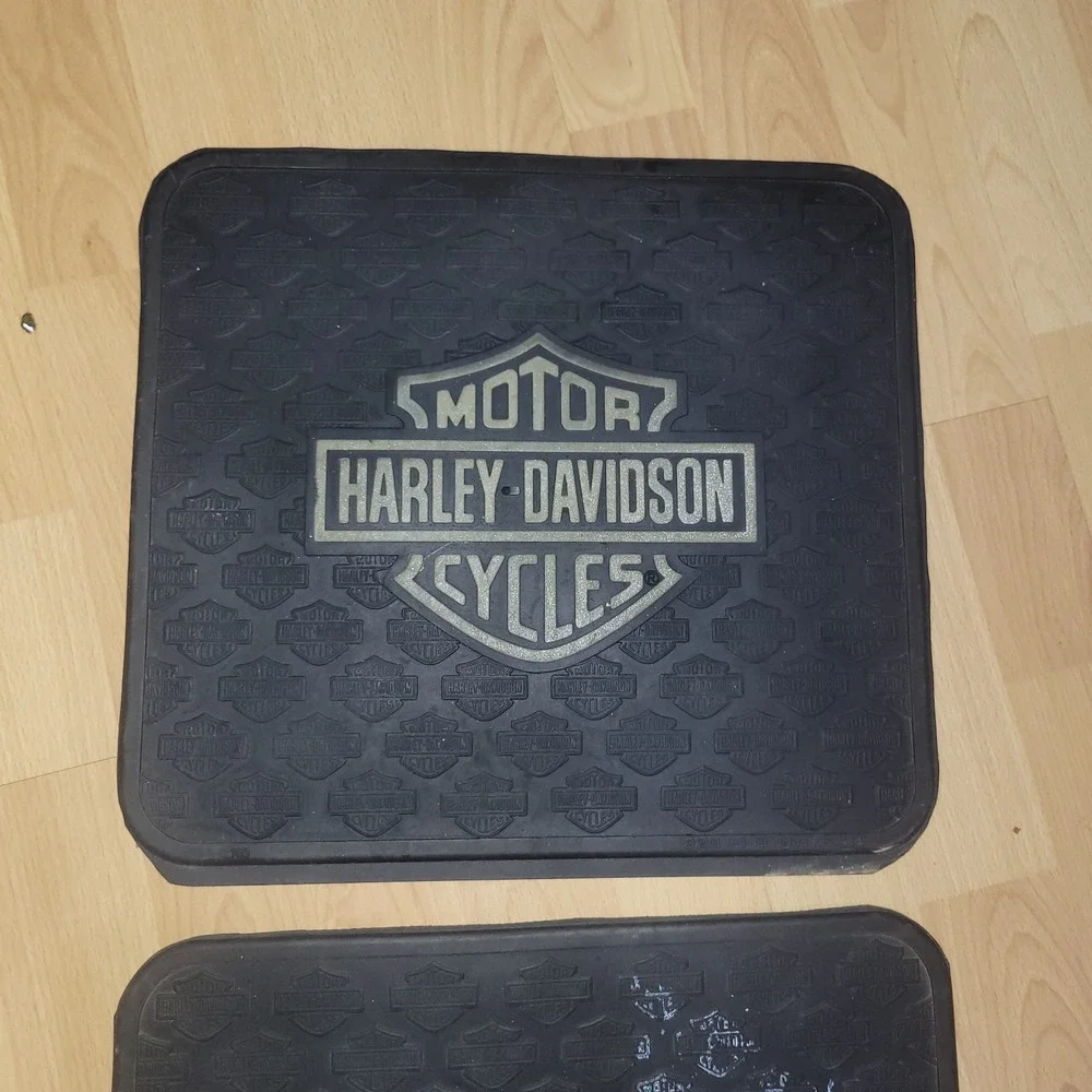 Harley Davidson Motorcycle Logo Rubber Floor Mat 13 x 14 in Black